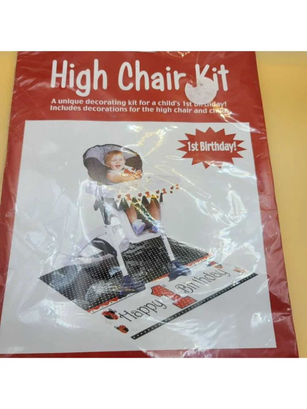 High Chair Kit 1st Birthday Party Decorations Flag Banner Bib Floor Mat Jj3506